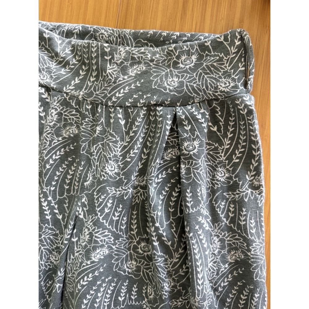 Pact Wide Leg Knit Pleated Pant Small Green Gray Floral Print Stretch Loungewear - Picture 5 of 7